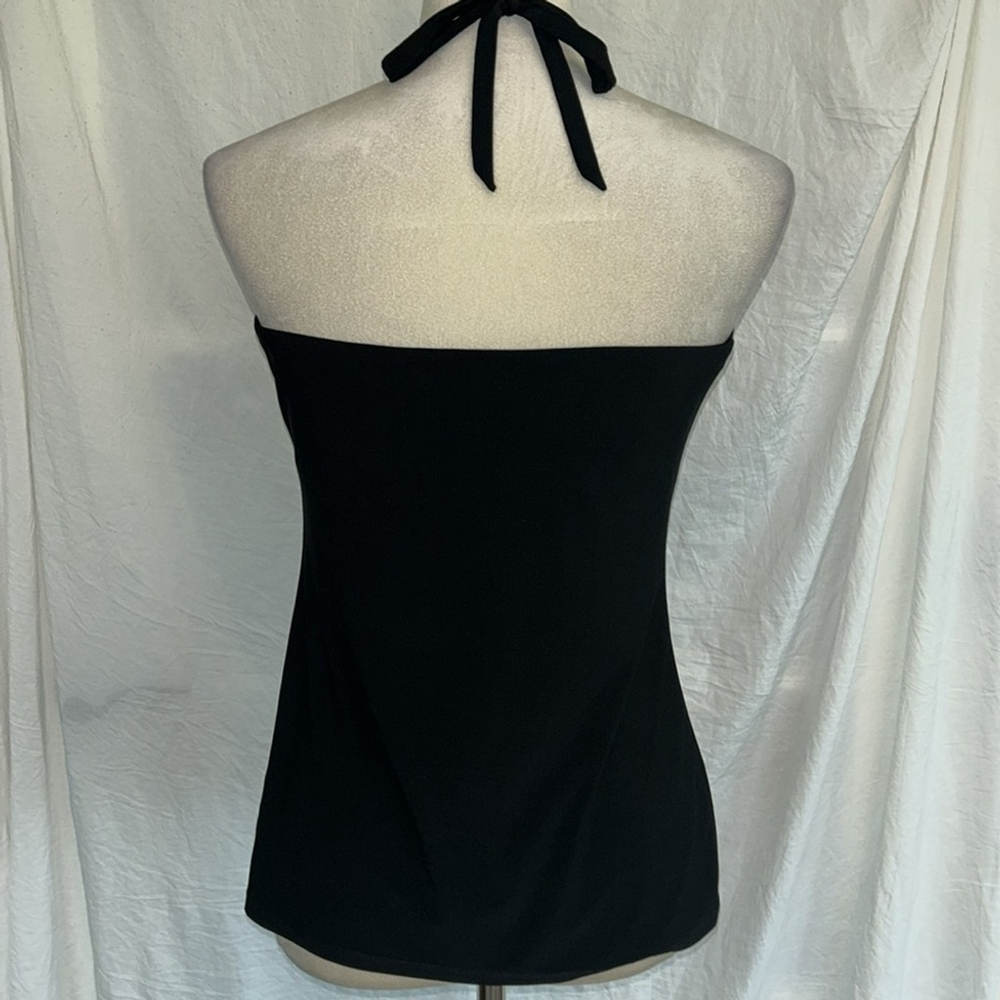 White House Black Market: Black, Tie Halter Top, Size Small - Picture 3 of 7